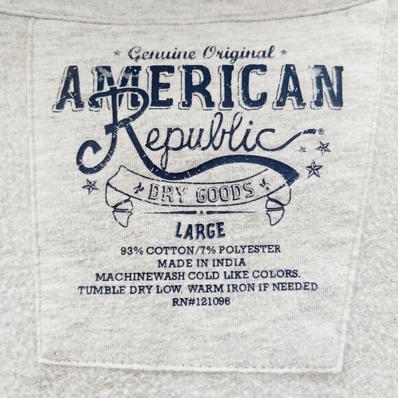 Hoodie Sz L Gray Flag Star Stripe Festival Americana Kangaroo Y2K Patriotic Red - Picture 16 of 16